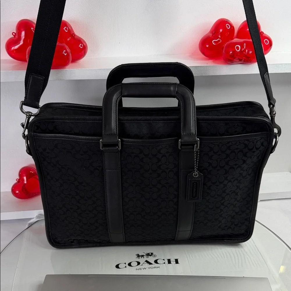 Coach F70759 Black Signature Men's Briefcase